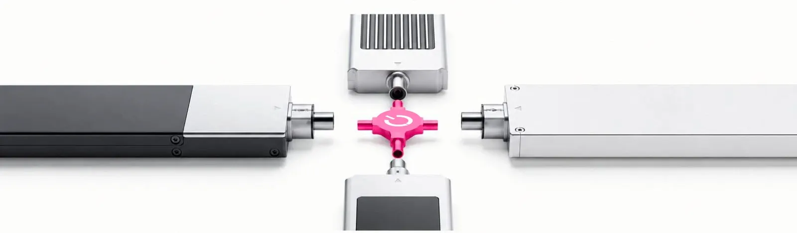 Four battery modules connecting through a Battswap coupling.